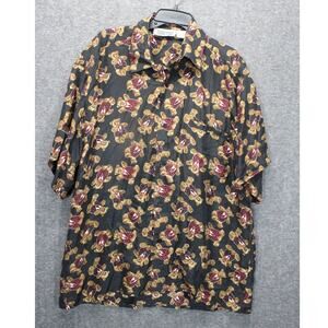 Addiction Men's Silk Button Shirt Bear Heart Print Valentine Romance